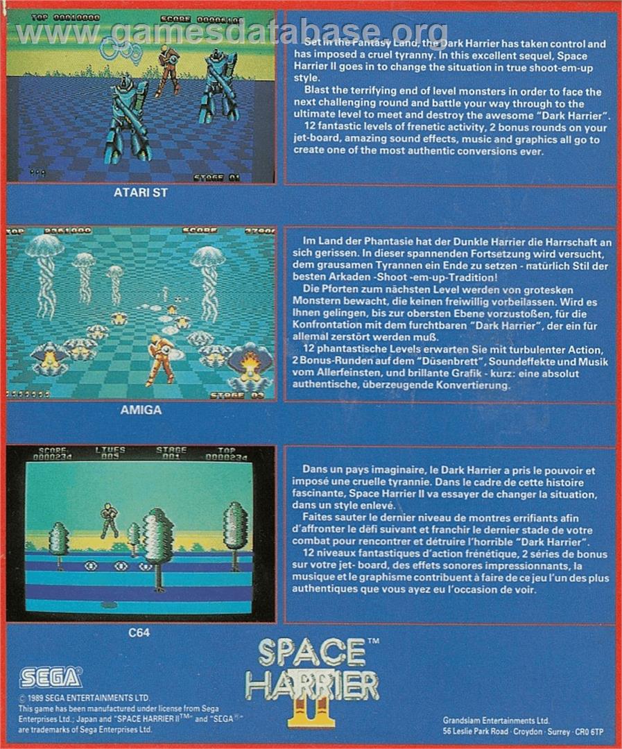 Space Harrier 2 - Commodore Amiga - Artwork - Box Back