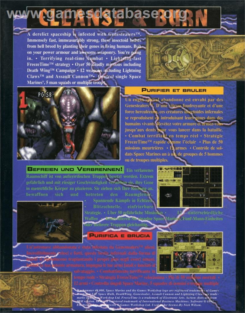 Space Hulk - Commodore Amiga - Artwork - Box Back
