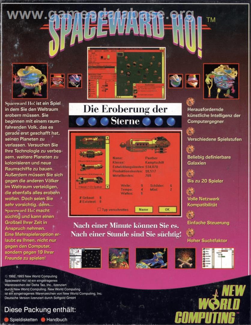 Spaceward Ho! - Commodore Amiga - Artwork - Box Back