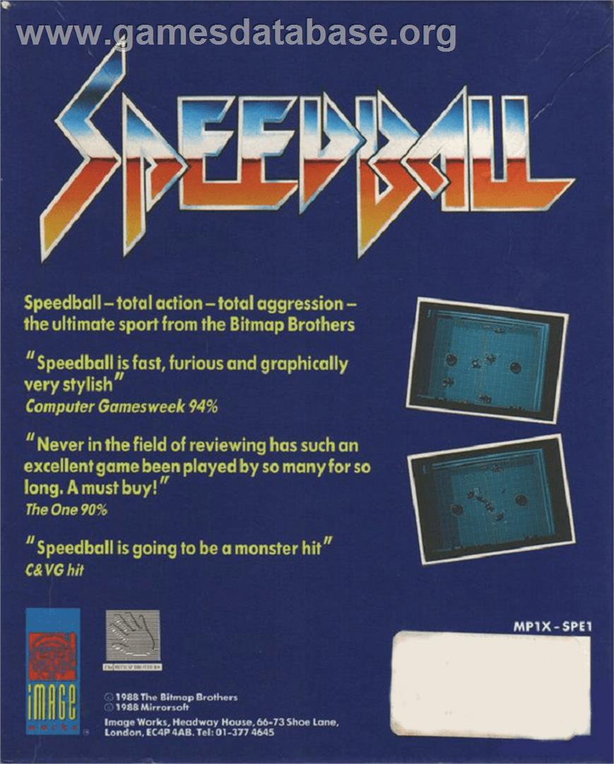 Speedball - Commodore Amiga - Artwork - Box Back