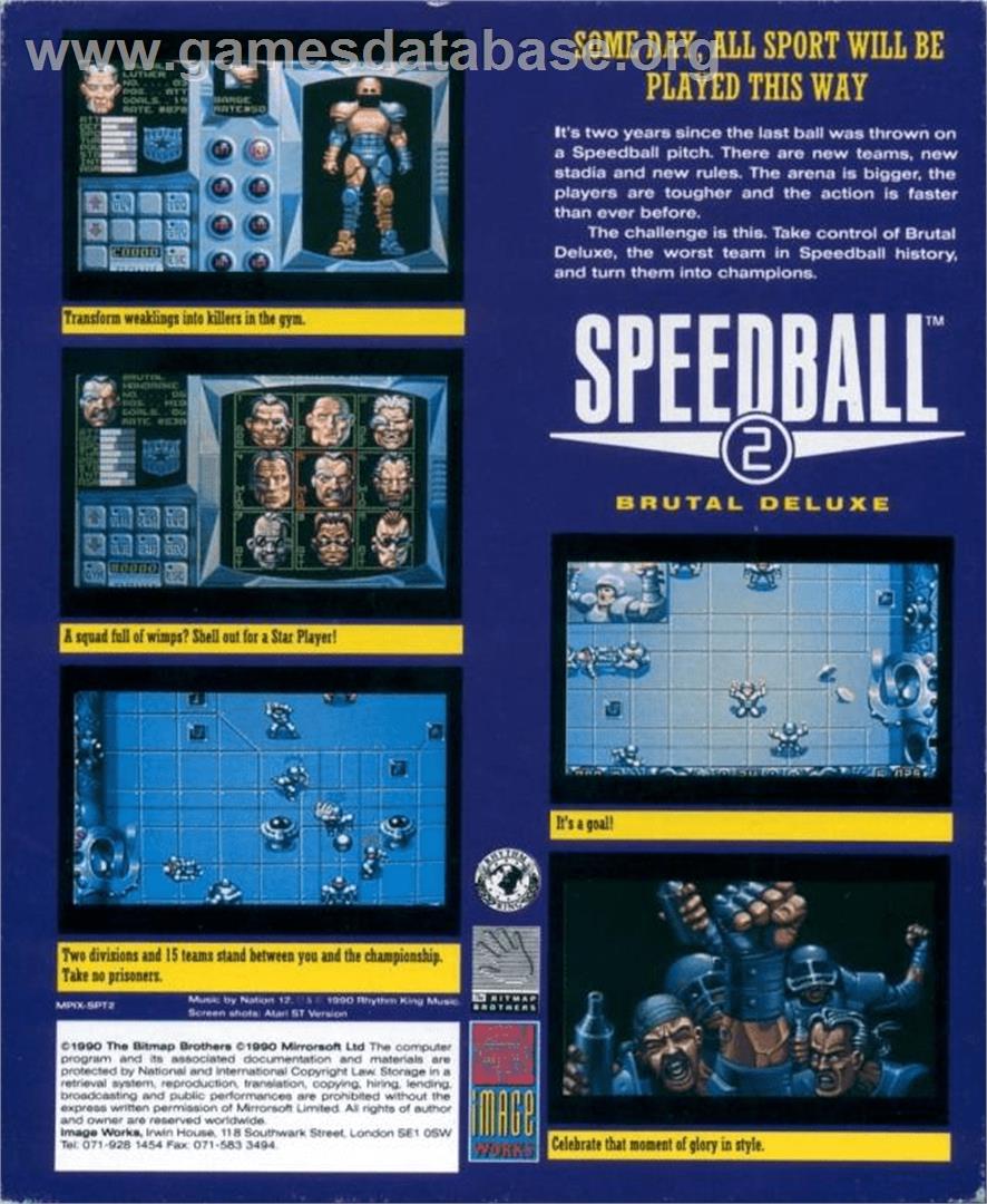 Speedball 2: Brutal Deluxe - Commodore Amiga - Artwork - Box Back