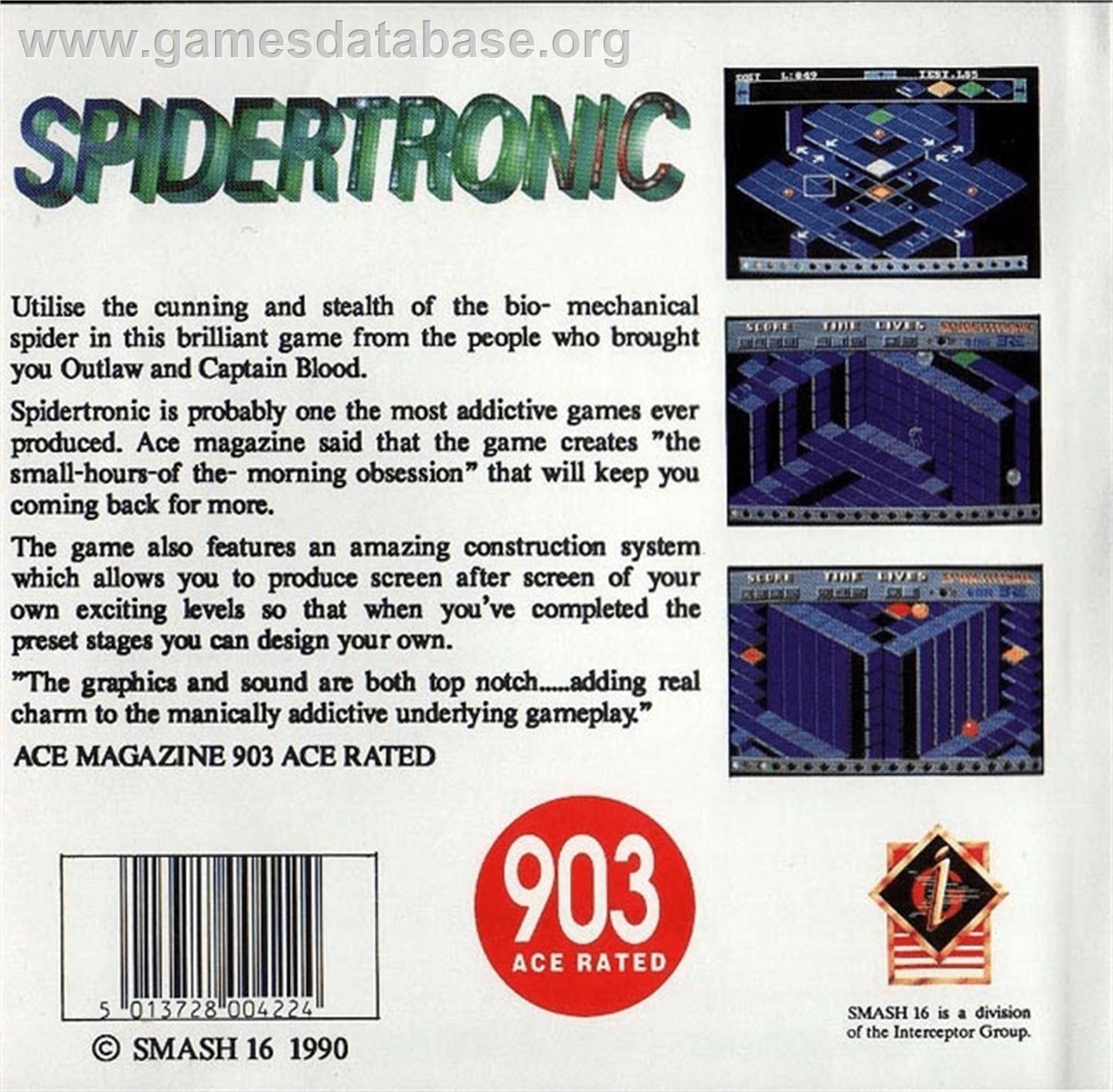 Spidertronic - Commodore Amiga - Artwork - Box Back
