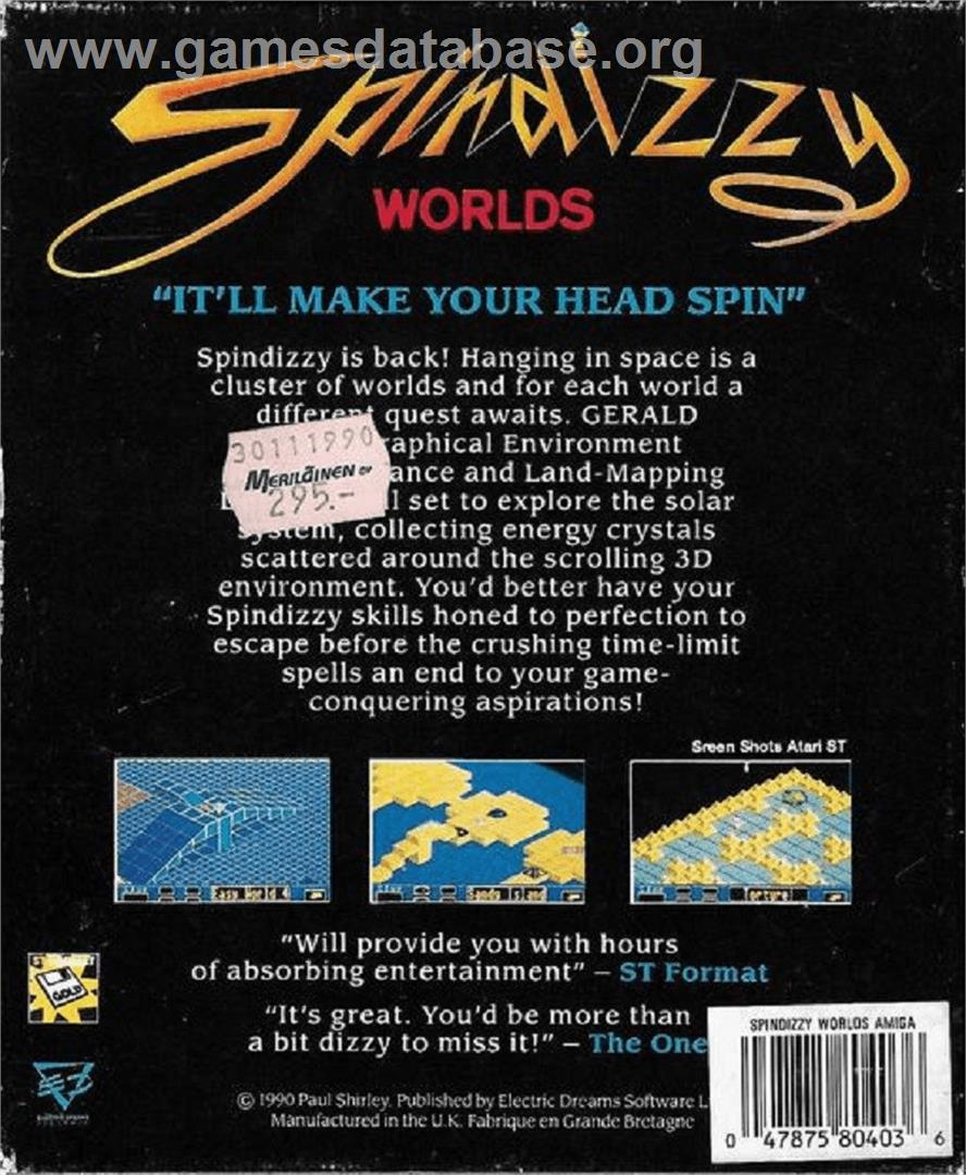 Spindizzy Worlds - Commodore Amiga - Artwork - Box Back