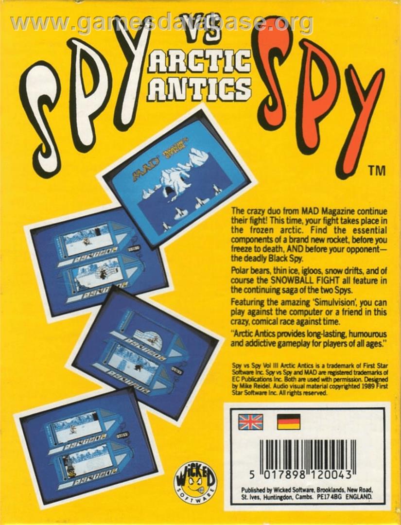Spy vs. Spy III: Arctic Antics - Commodore Amiga - Artwork - Box Back