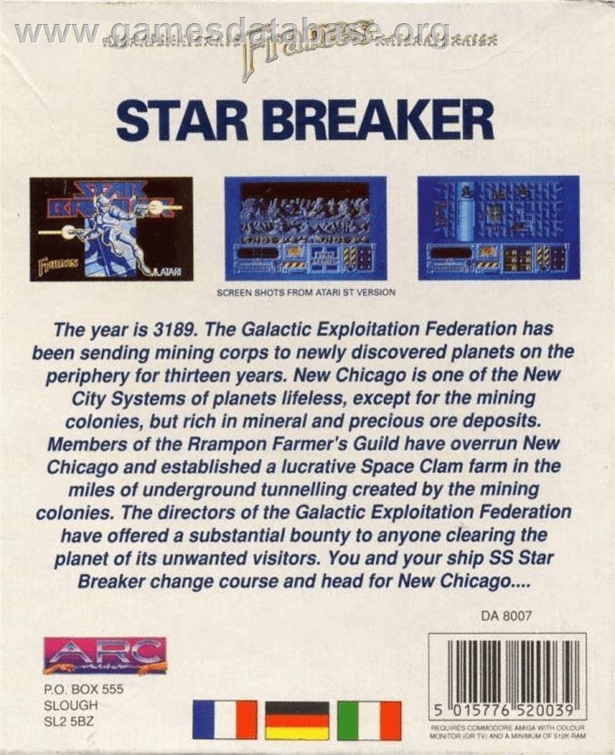 Star Breaker - Commodore Amiga - Artwork - Box Back