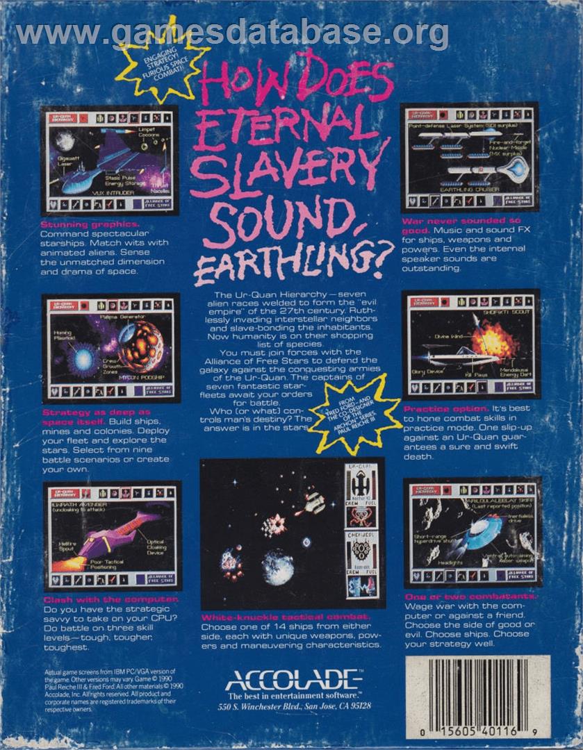 Star Control - Commodore Amiga - Artwork - Box Back