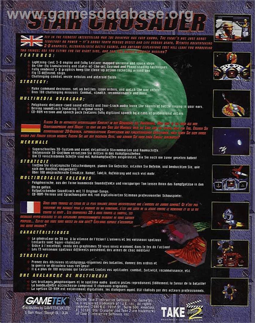 Star Crusader - Commodore Amiga - Artwork - Box Back