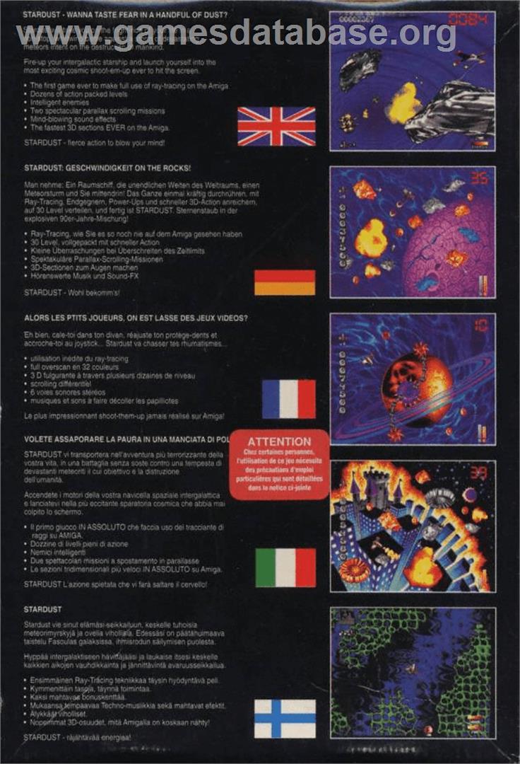 Star Dust - Commodore Amiga - Artwork - Box Back