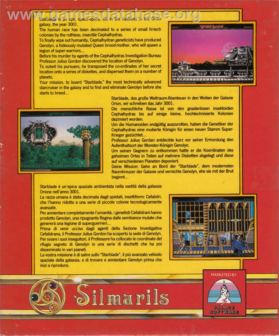 Starblade - Commodore Amiga - Artwork - Box Back