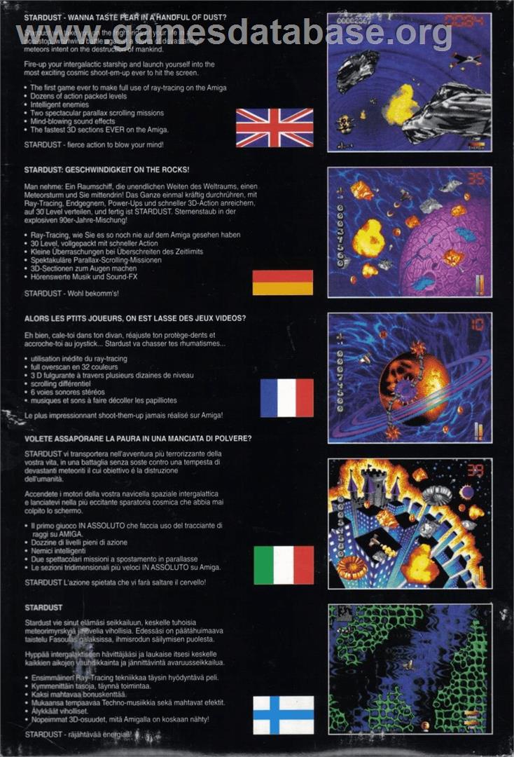 Stardust - Commodore Amiga - Artwork - Box Back