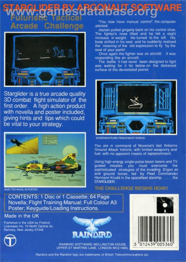 Starglider - Commodore Amiga - Artwork - Box Back