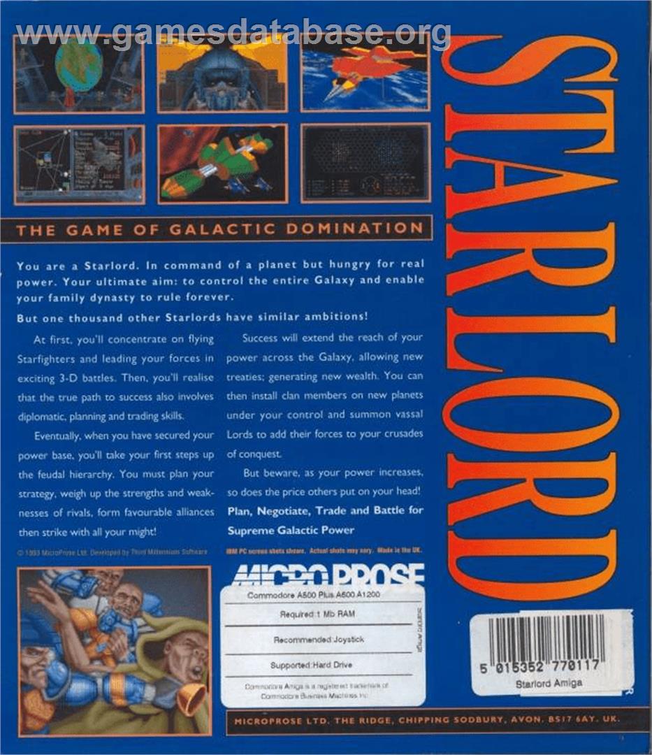 Starlord - Commodore Amiga - Artwork - Box Back