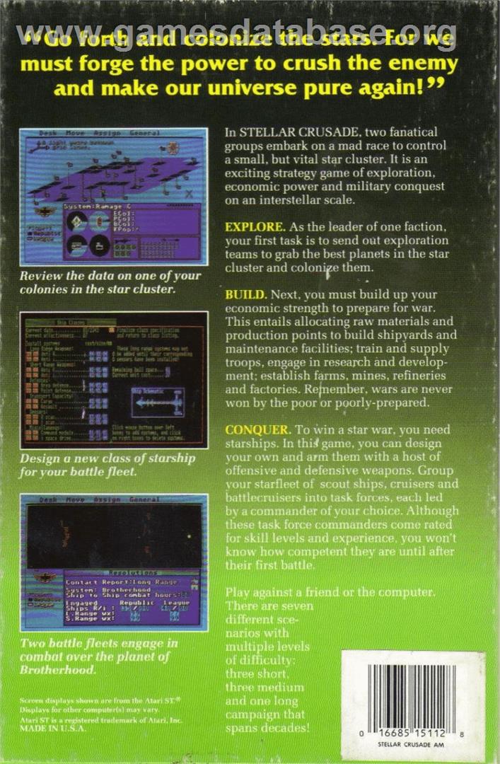 Stellar Crusade - Commodore Amiga - Artwork - Box Back