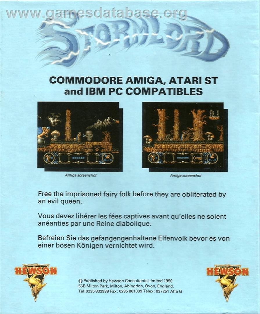 Stormlord - Commodore Amiga - Artwork - Box Back