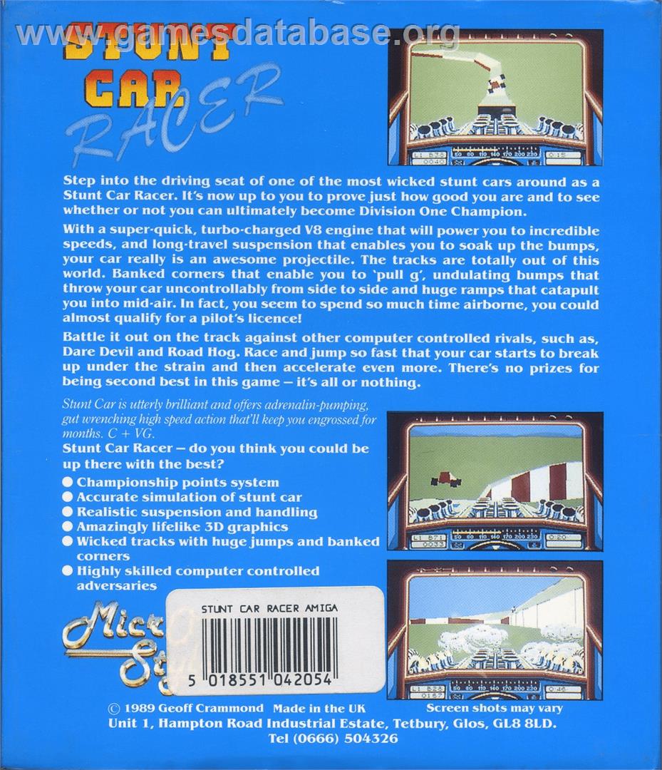 Stunt Car Racer - Commodore Amiga - Artwork - Box Back