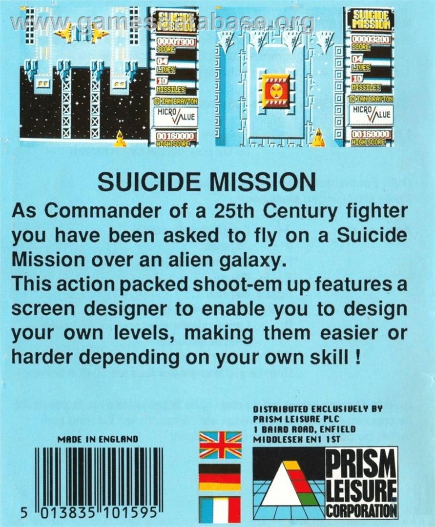 Suicide Mission - Commodore Amiga - Artwork - Box Back