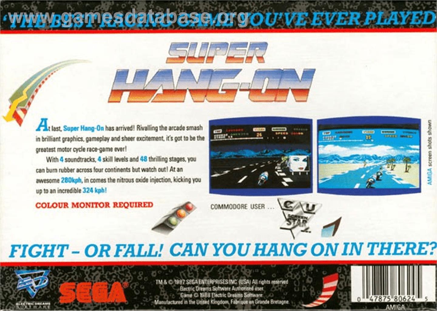 Super Hang-on - Commodore Amiga - Artwork - Box Back