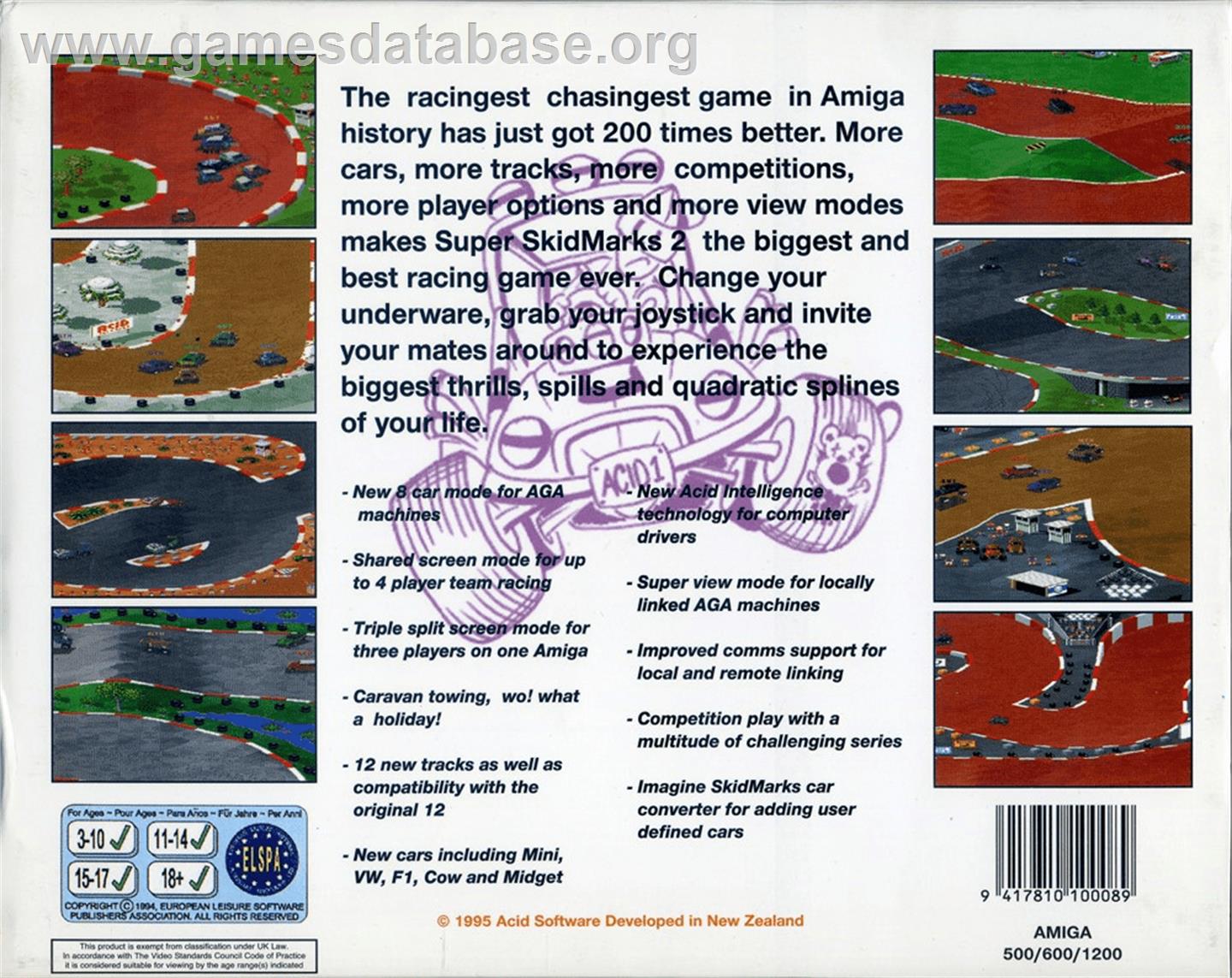 Super Skidmarks - Commodore Amiga - Artwork - Box Back