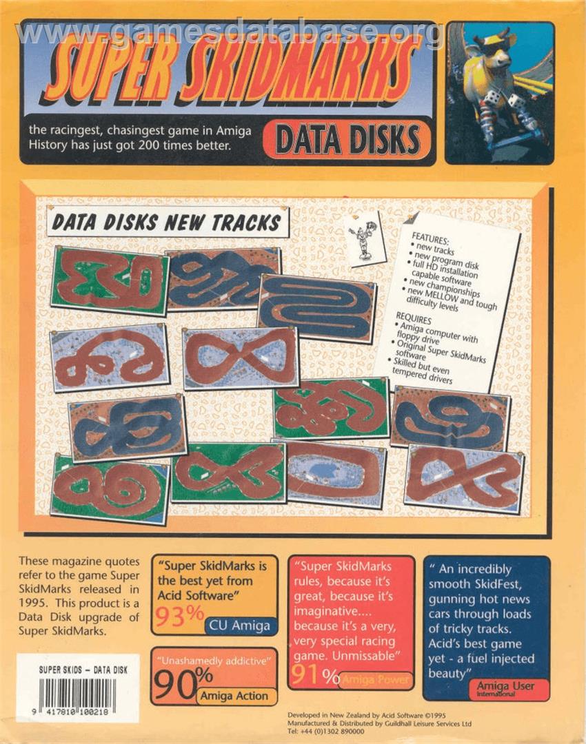 Super Skidmarks Data Disks - Commodore Amiga - Artwork - Box Back