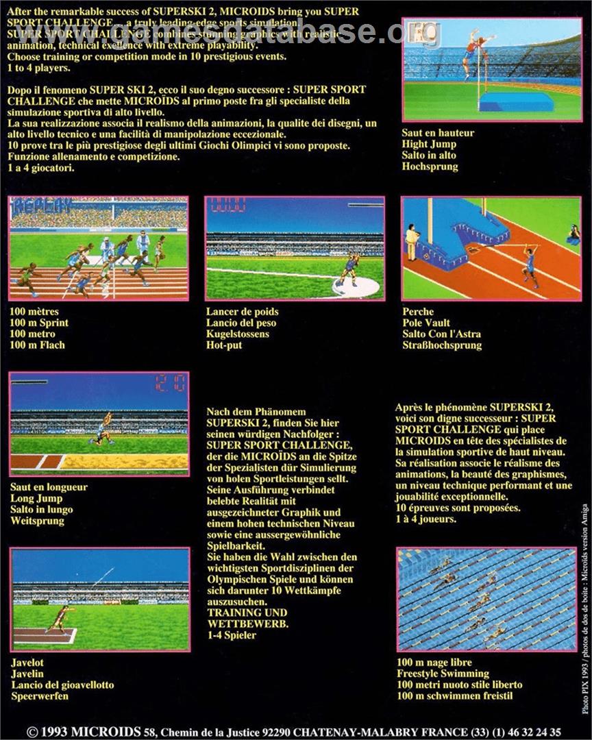 Super Sport Challenge - Commodore Amiga - Artwork - Box Back