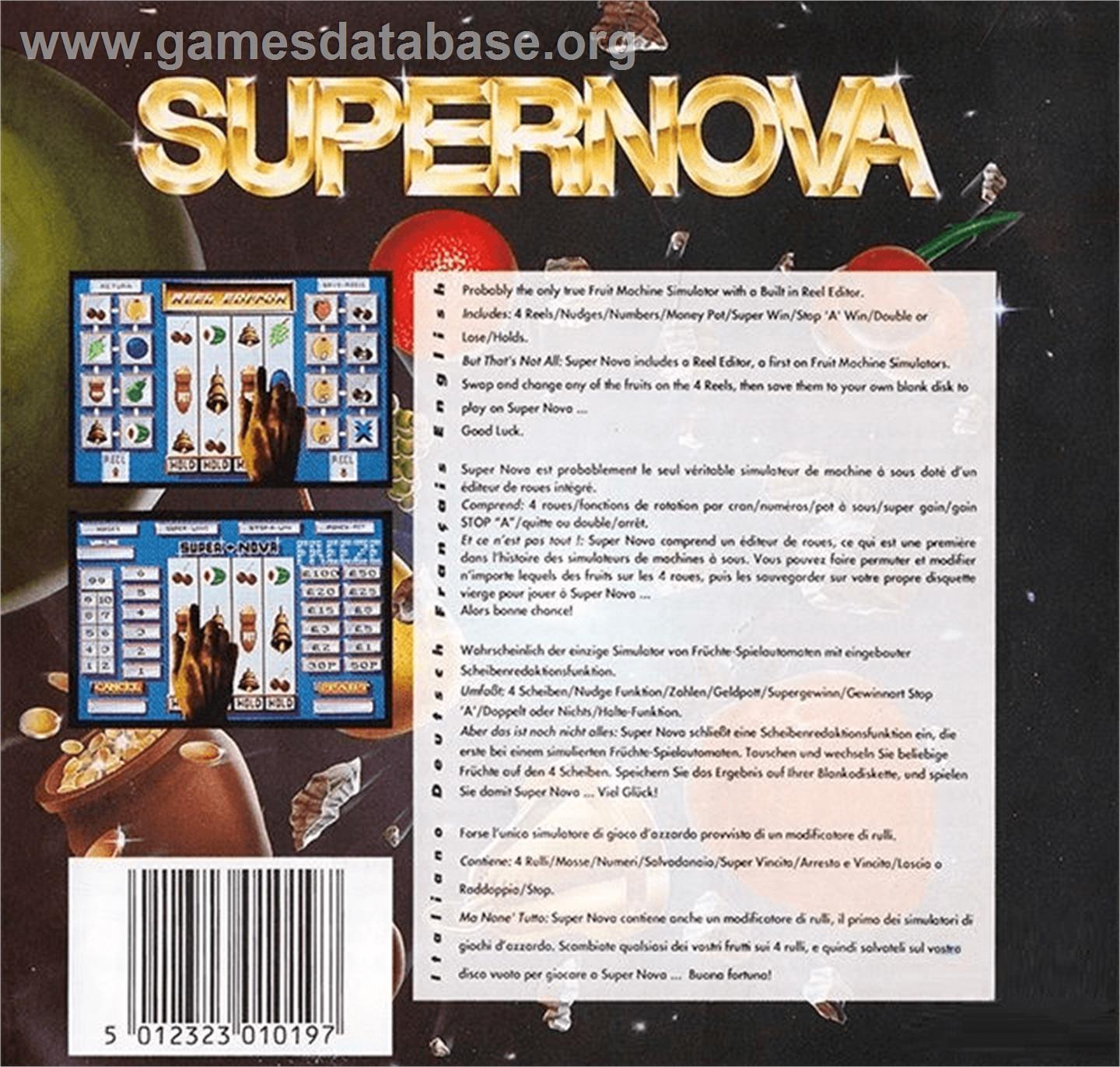 Supernova - Fruit Machine Simulator - Commodore Amiga - Artwork - Box Back