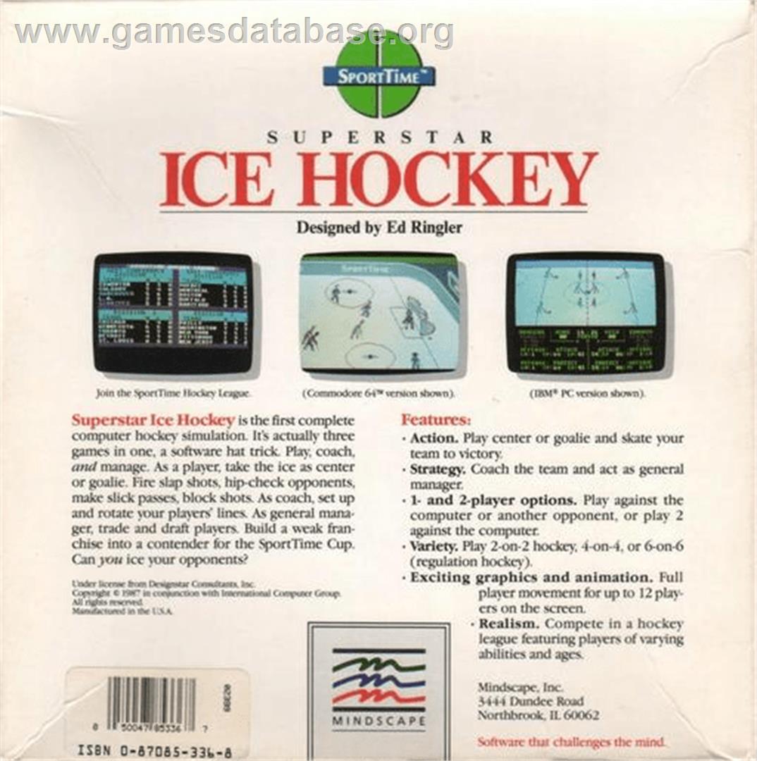 Superstar Ice Hockey - Commodore Amiga - Artwork - Box Back