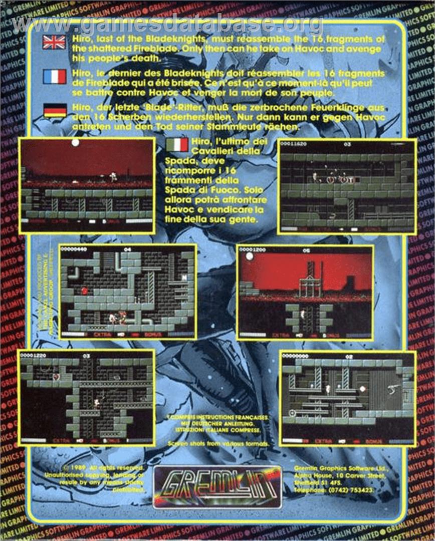 Switchblade - Commodore Amiga - Artwork - Box Back