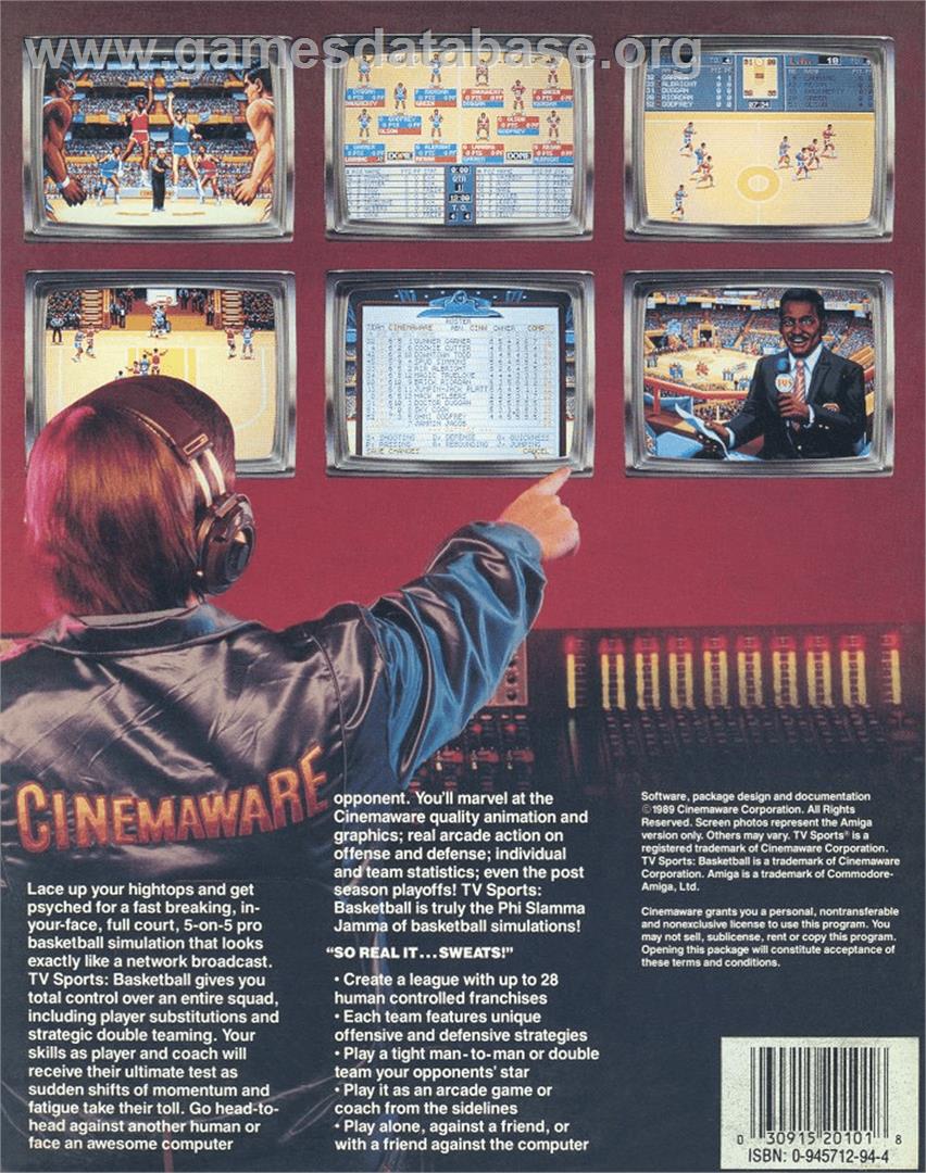 TV Sports: Basketball - Commodore Amiga - Artwork - Box Back
