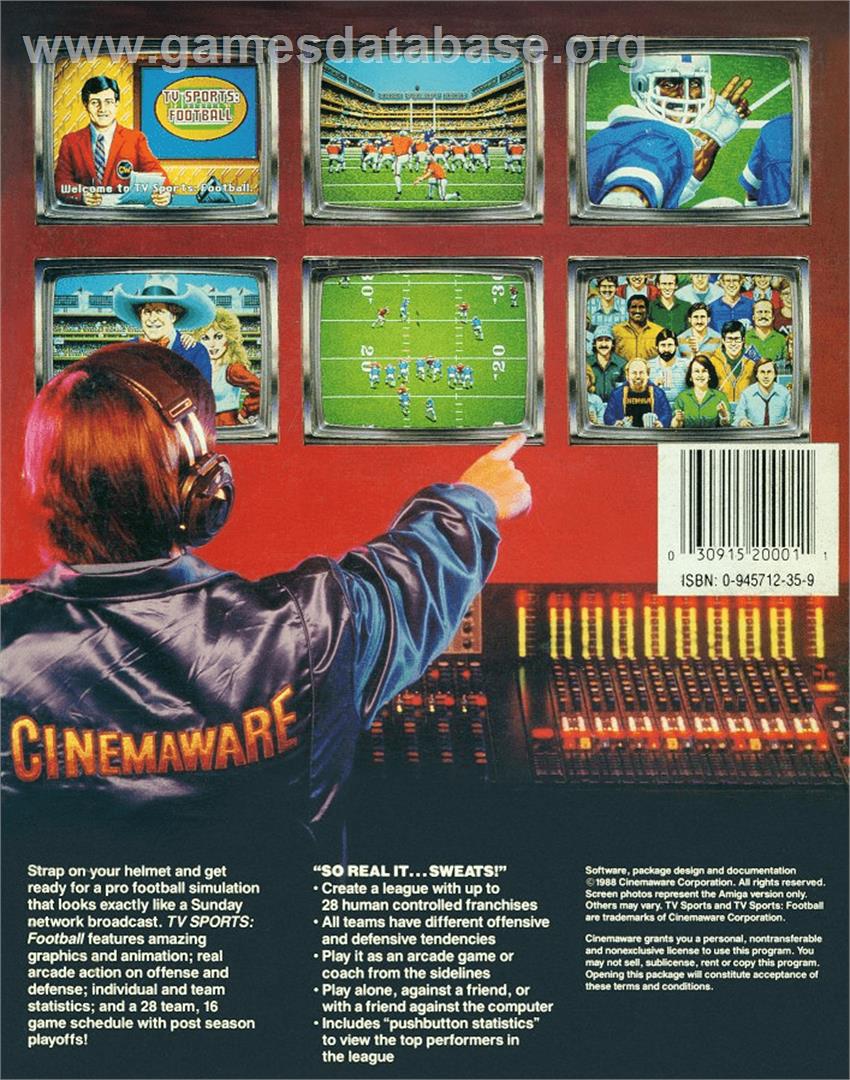 TV Sports Football - Commodore Amiga - Artwork - Box Back