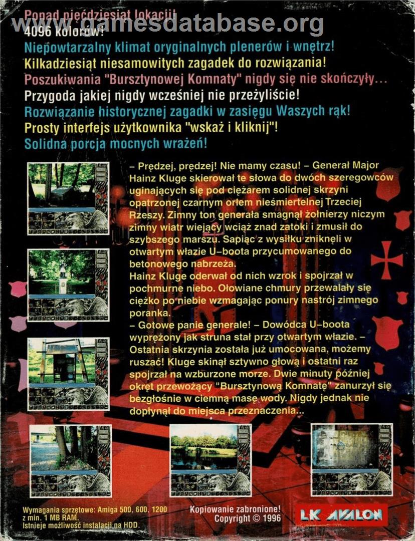 Tajemnica Bursztynowej Komnaty - Commodore Amiga - Artwork - Box Back