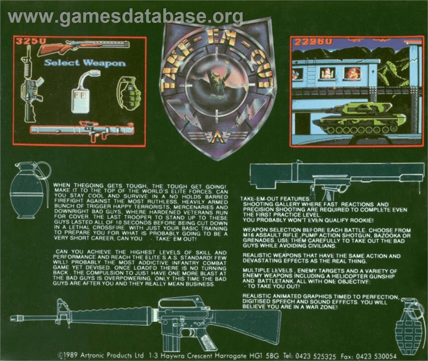 Take 'Em Out - Commodore Amiga - Artwork - Box Back