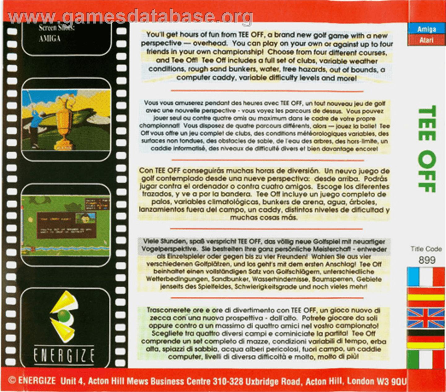 Tee Off - Commodore Amiga - Artwork - Box Back