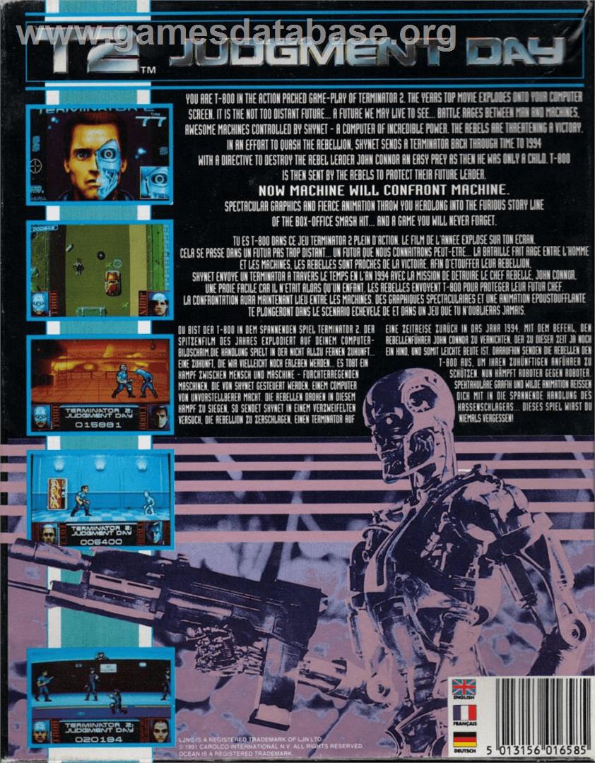 Terminator 2 - Judgment Day - Commodore Amiga - Artwork - Box Back