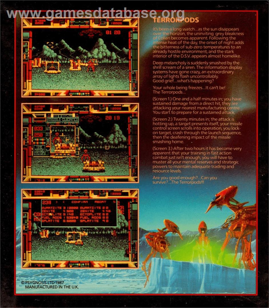 Terrorpods - Commodore Amiga - Artwork - Box Back