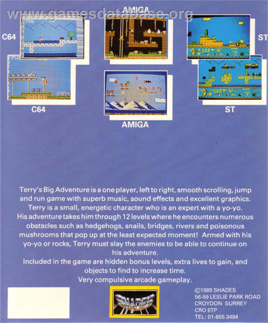 Terry's Big Adventure - Commodore Amiga - Artwork - Box Back