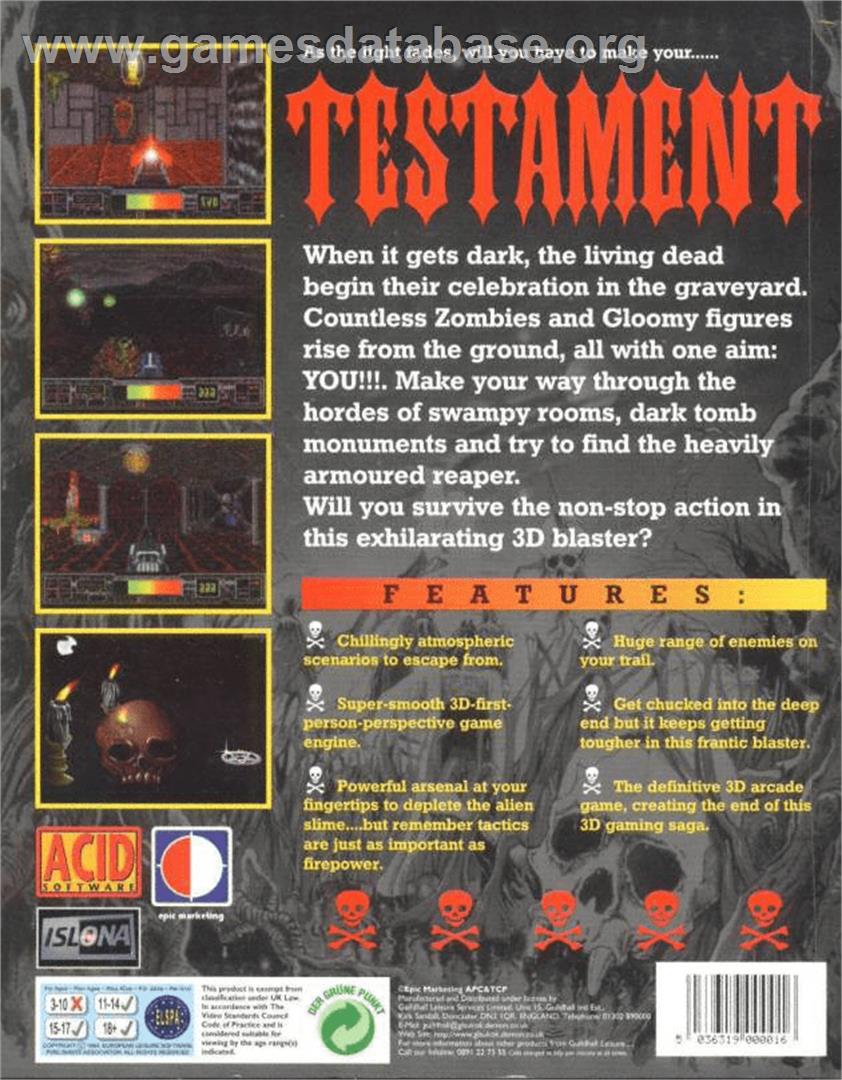 Testament - Commodore Amiga - Artwork - Box Back