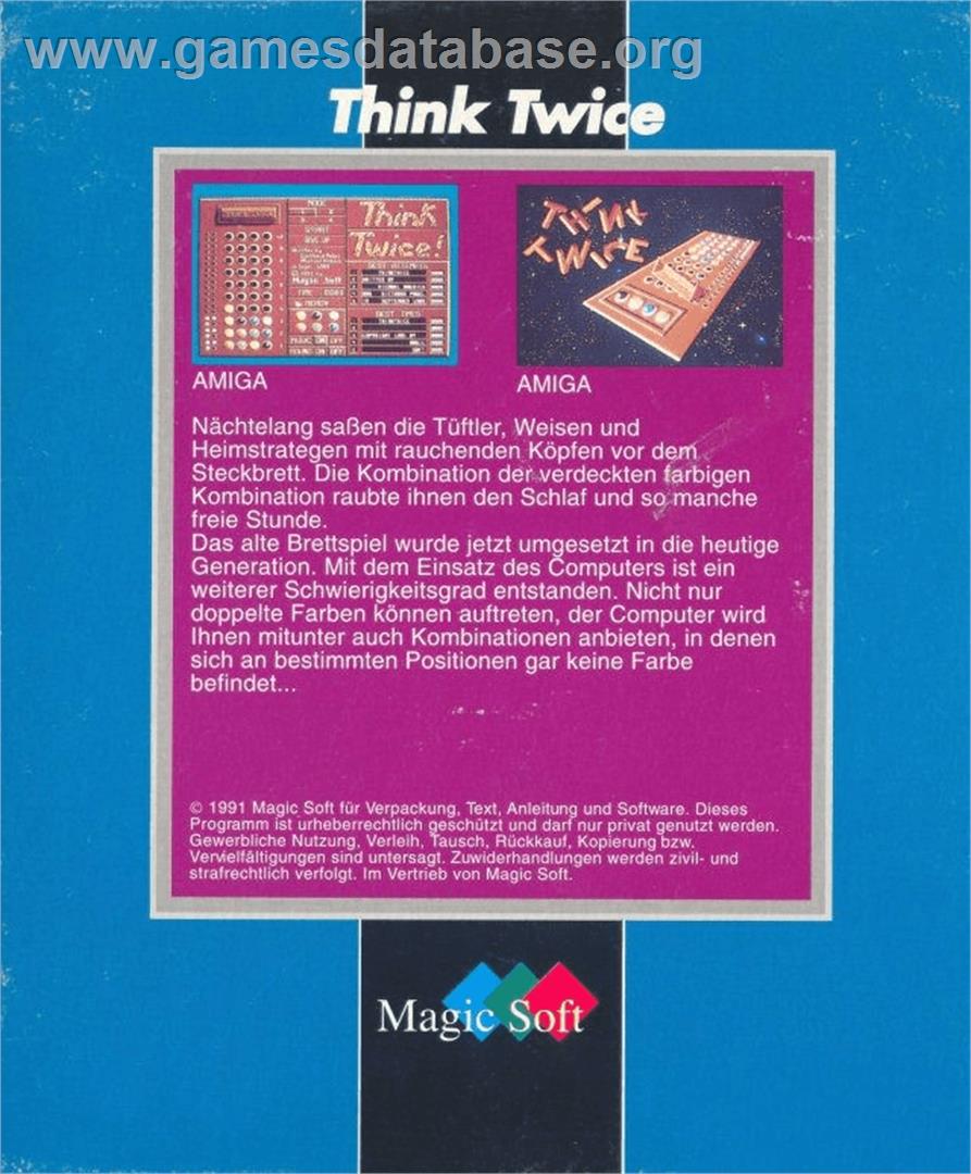 Think Twice - Commodore Amiga - Artwork - Box Back