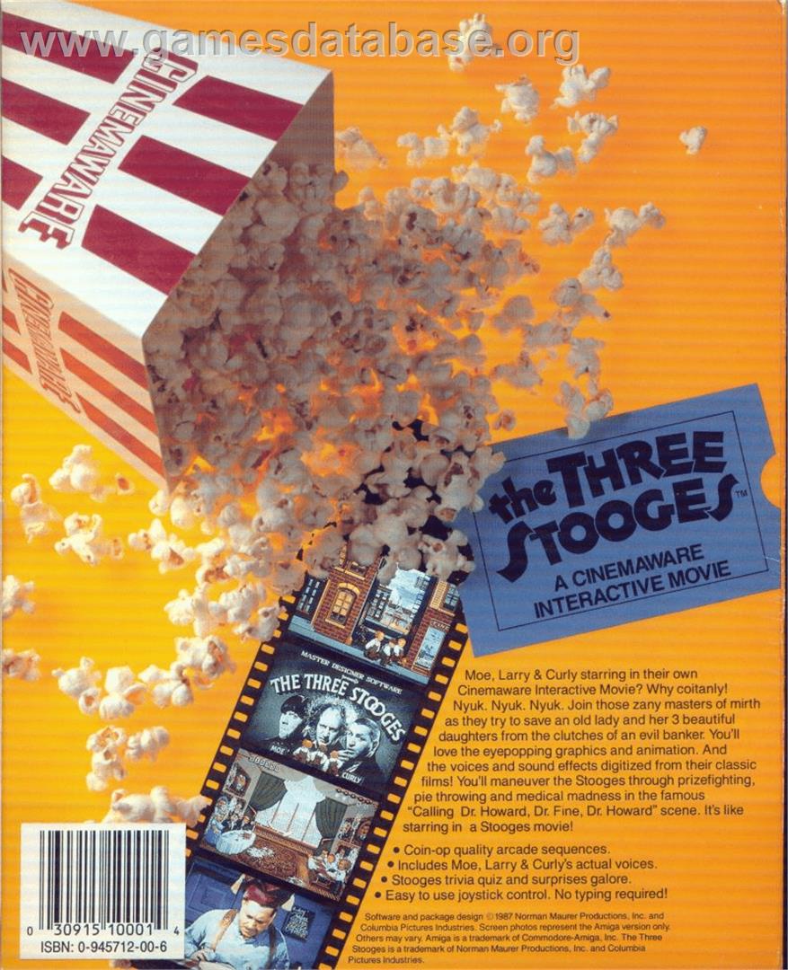 Three Stooges - Commodore Amiga - Artwork - Box Back