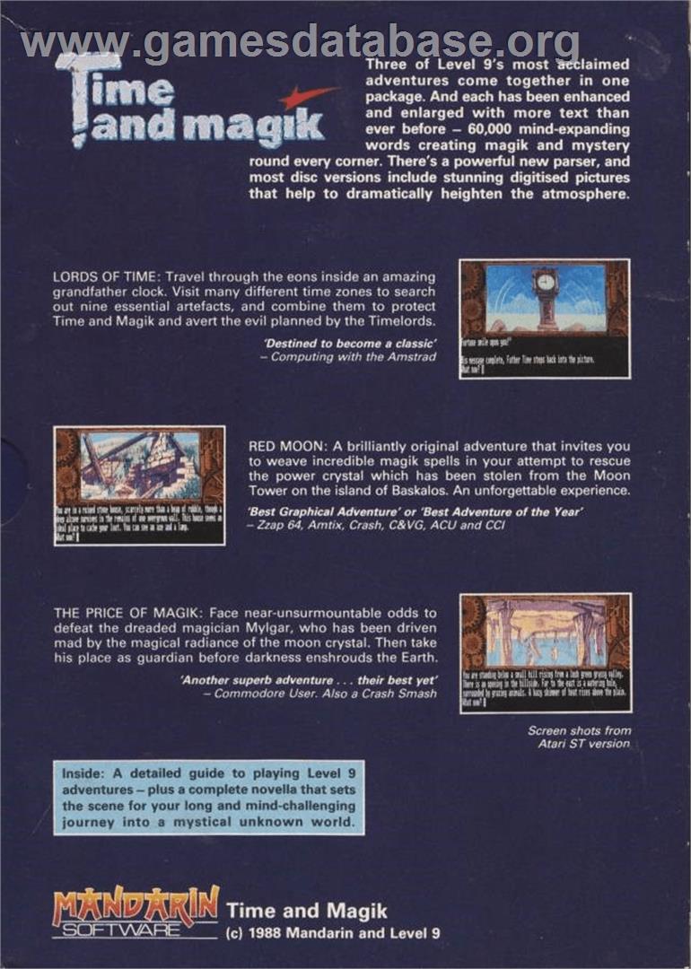 Time And Magik - The Trilogy - Commodore Amiga - Artwork - Box Back
