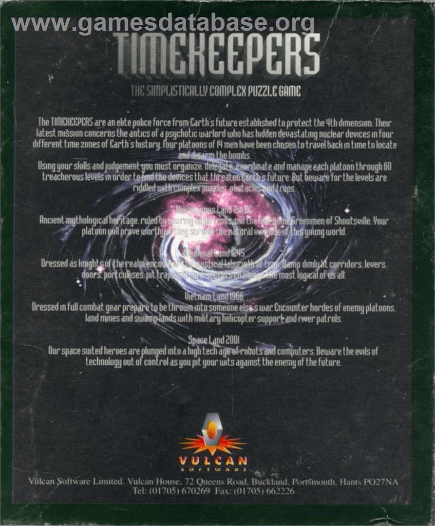 Timekeepers - Commodore Amiga - Artwork - Box Back