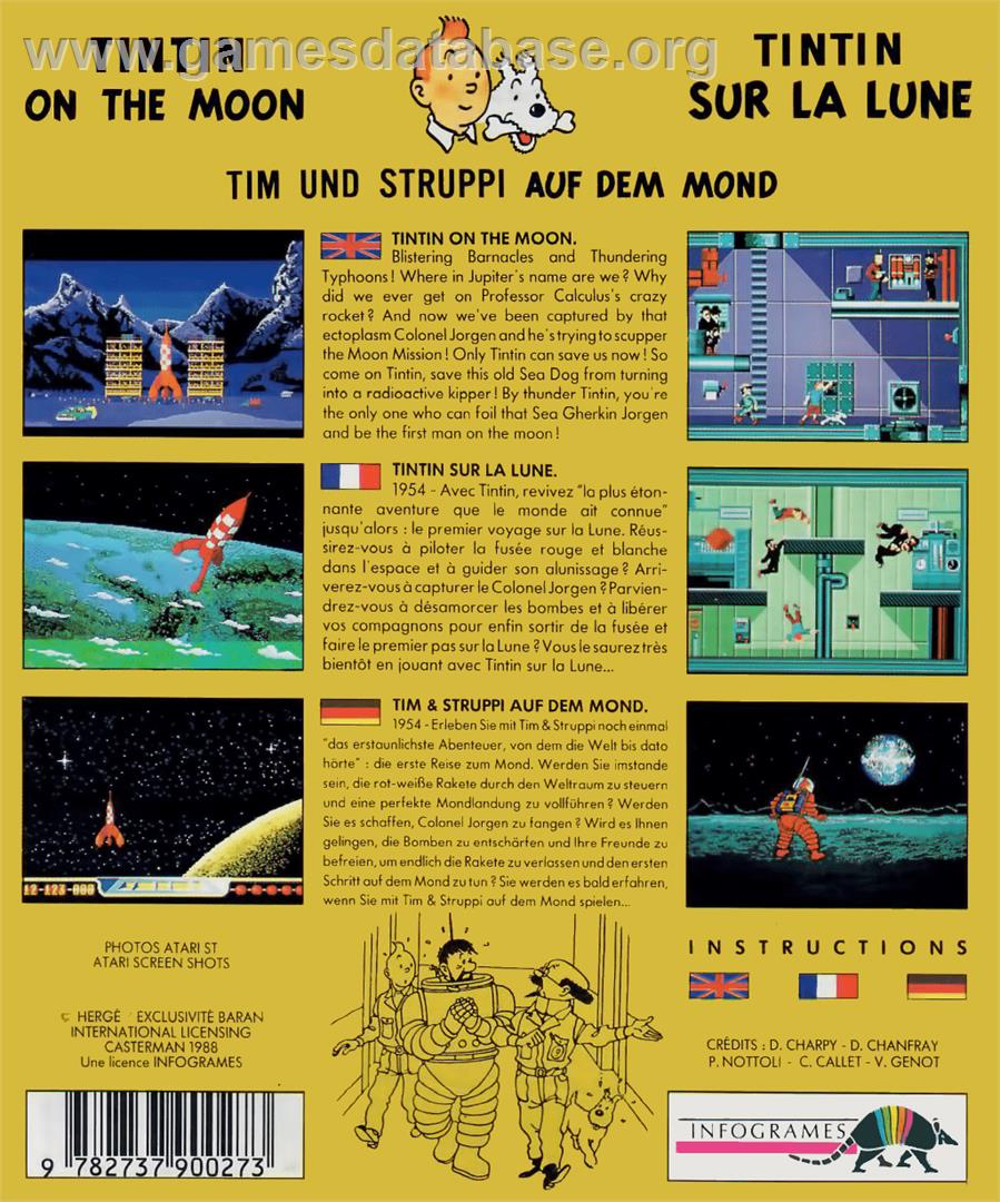 Tintin on the Moon - Commodore Amiga - Artwork - Box Back