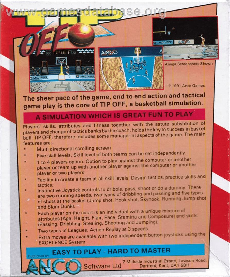 Tip Off - Commodore Amiga - Artwork - Box Back