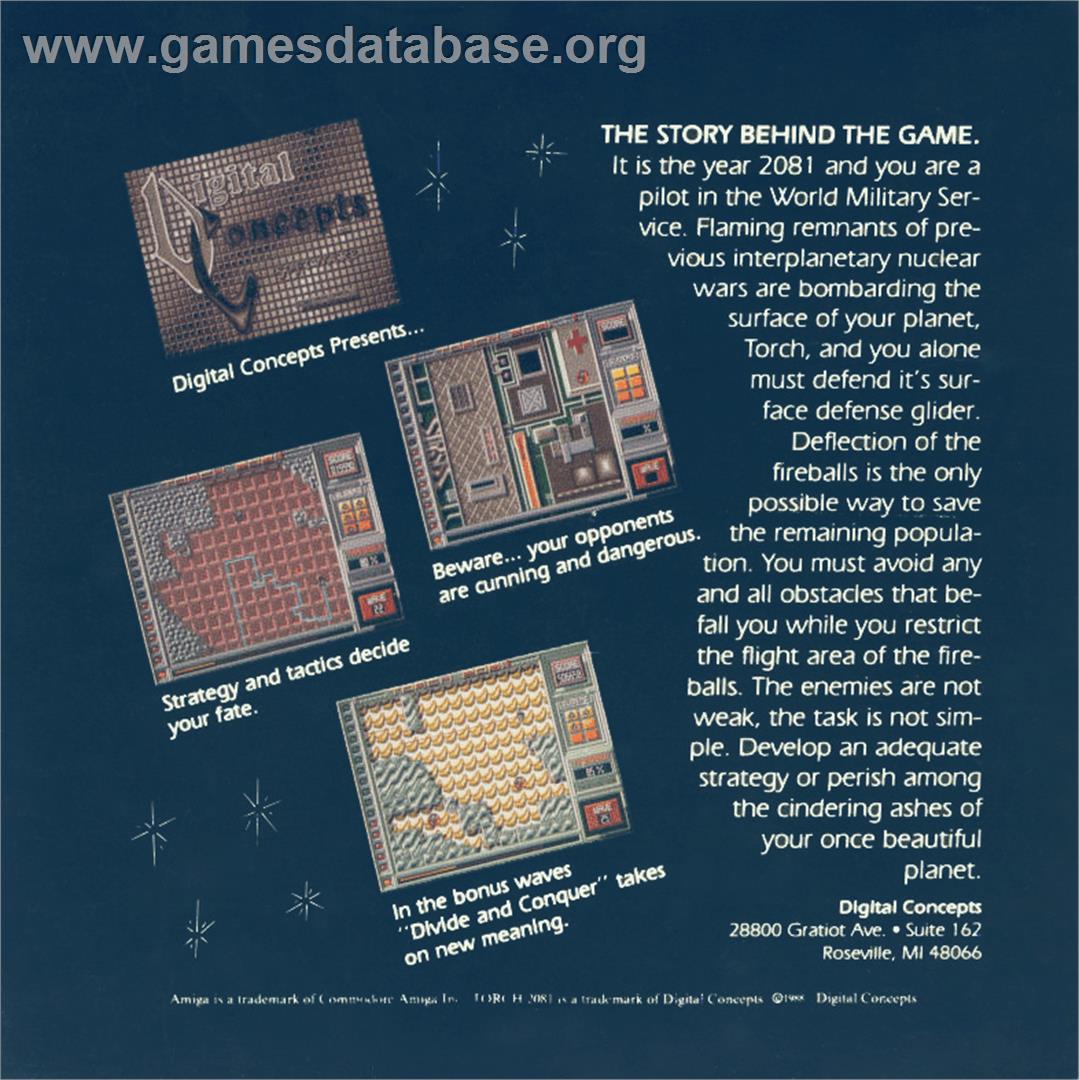 Torch 2081 - Commodore Amiga - Artwork - Box Back