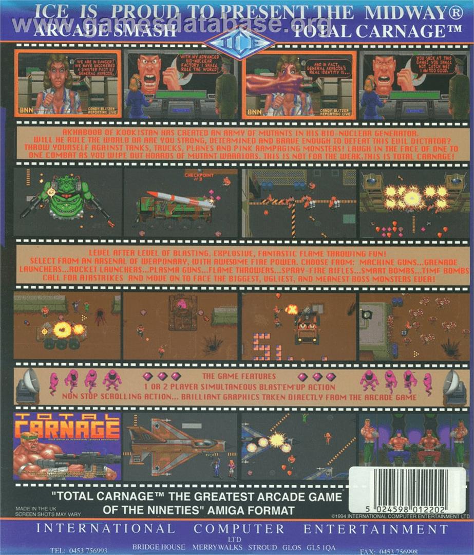 Total Carnage - Commodore Amiga - Artwork - Box Back