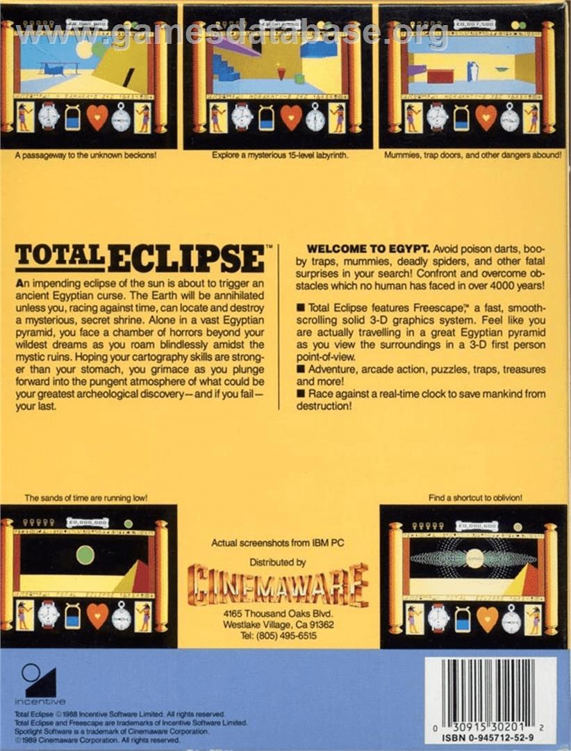 Total Eclipse - Commodore Amiga - Artwork - Box Back