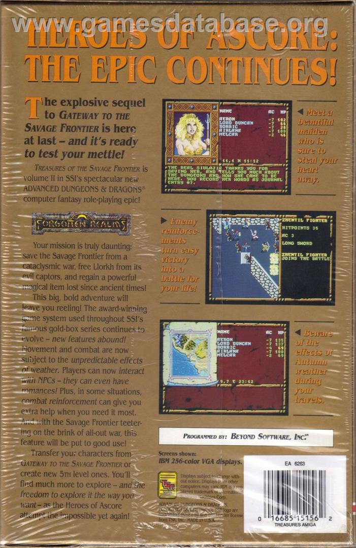 Treasures of the Savage Frontier - Commodore Amiga - Artwork - Box Back