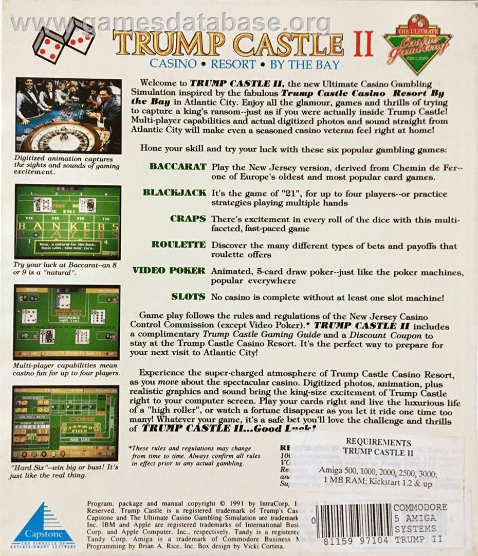 Trump Castle 2 - Commodore Amiga - Artwork - Box Back