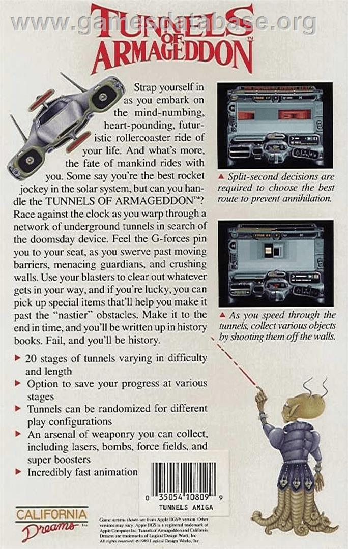 Tunnels of Armageddon - Commodore Amiga - Artwork - Box Back