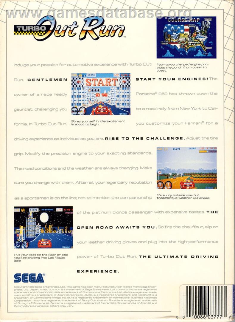 Turbo Out Run - Commodore Amiga - Artwork - Box Back