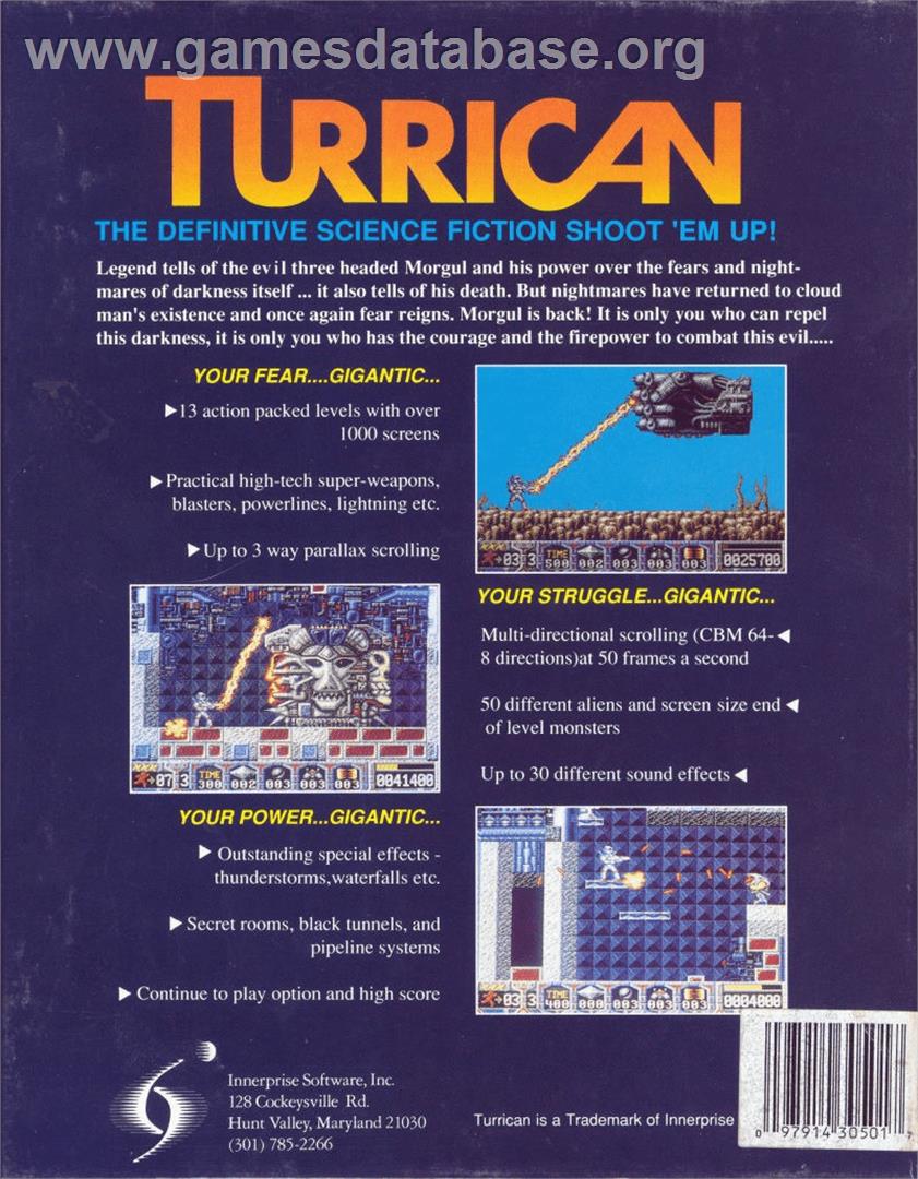 Turrican - Commodore Amiga - Artwork - Box Back